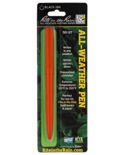 All Weather Pen Clicker Metal Blaze Orange Black Ink Schwarz
