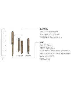 All-Weather Pocket Pen Black Ink Flat Dark Earth