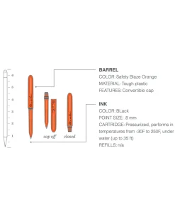 All-Weather Pocket Pen Orange Black Ink