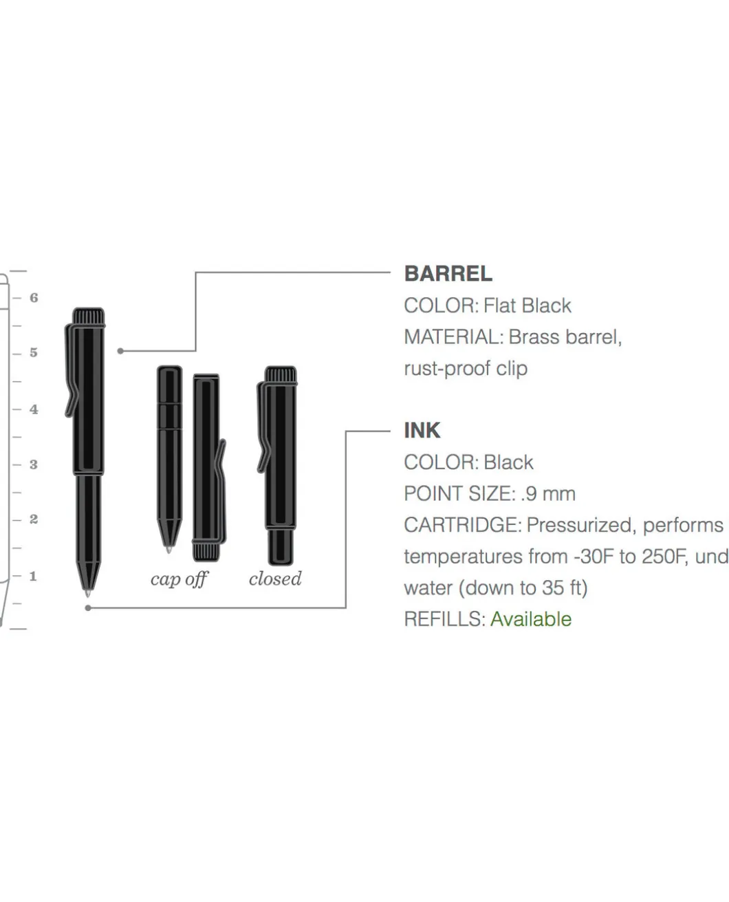 Birch Metal Pocket Pen Black Body Black Ink