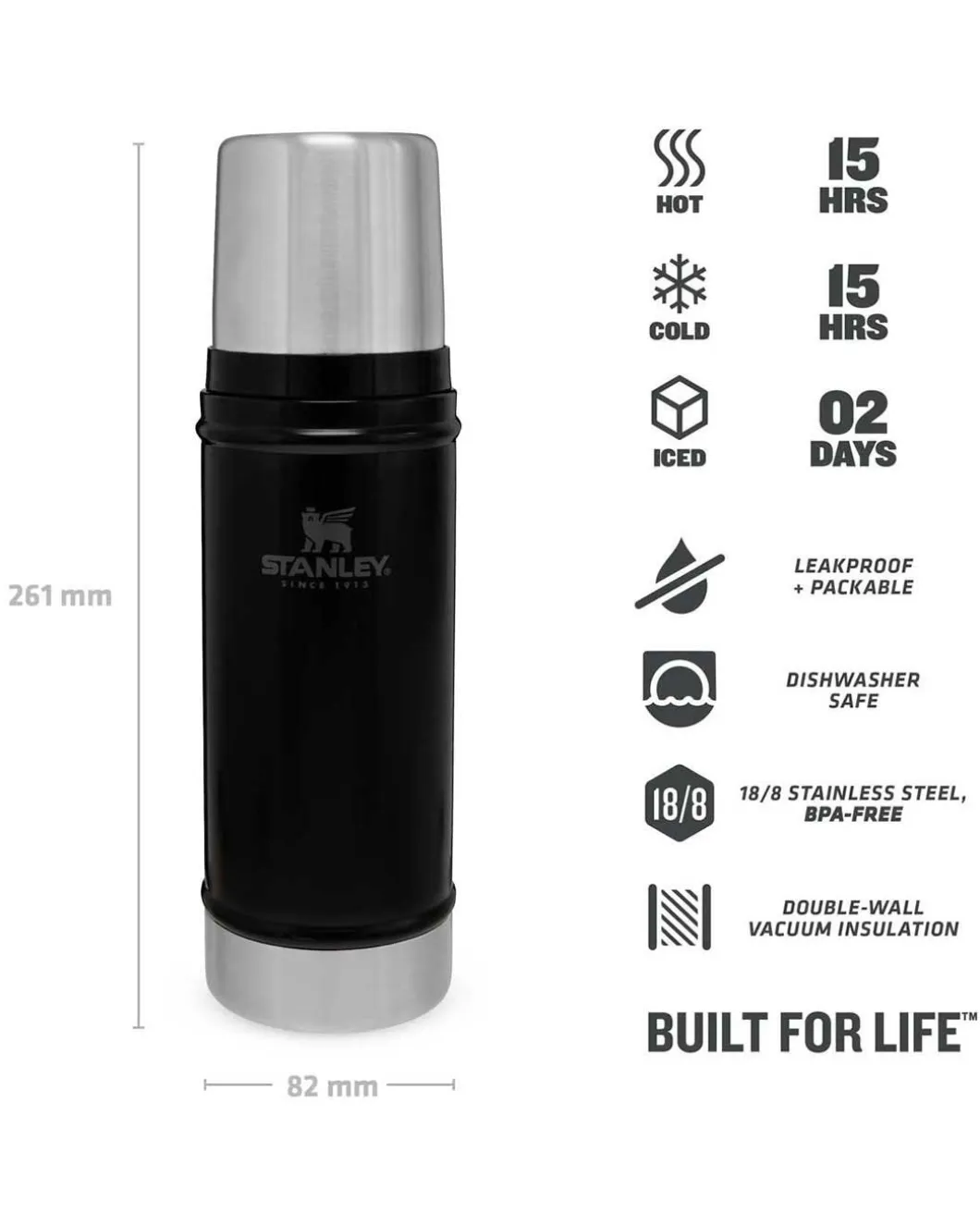 Classic Vacuum Bottle 0.47l Matt Schwarz