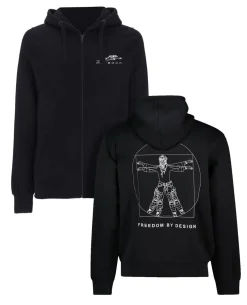 DaVinci Vitruvian Operator Zip Up Hoodie Black Schwarz