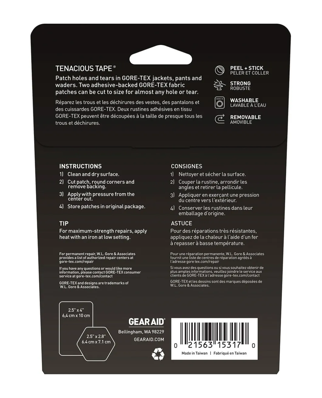 Gear Aid GORE-TEX Fabric Patches Black Schwarz
