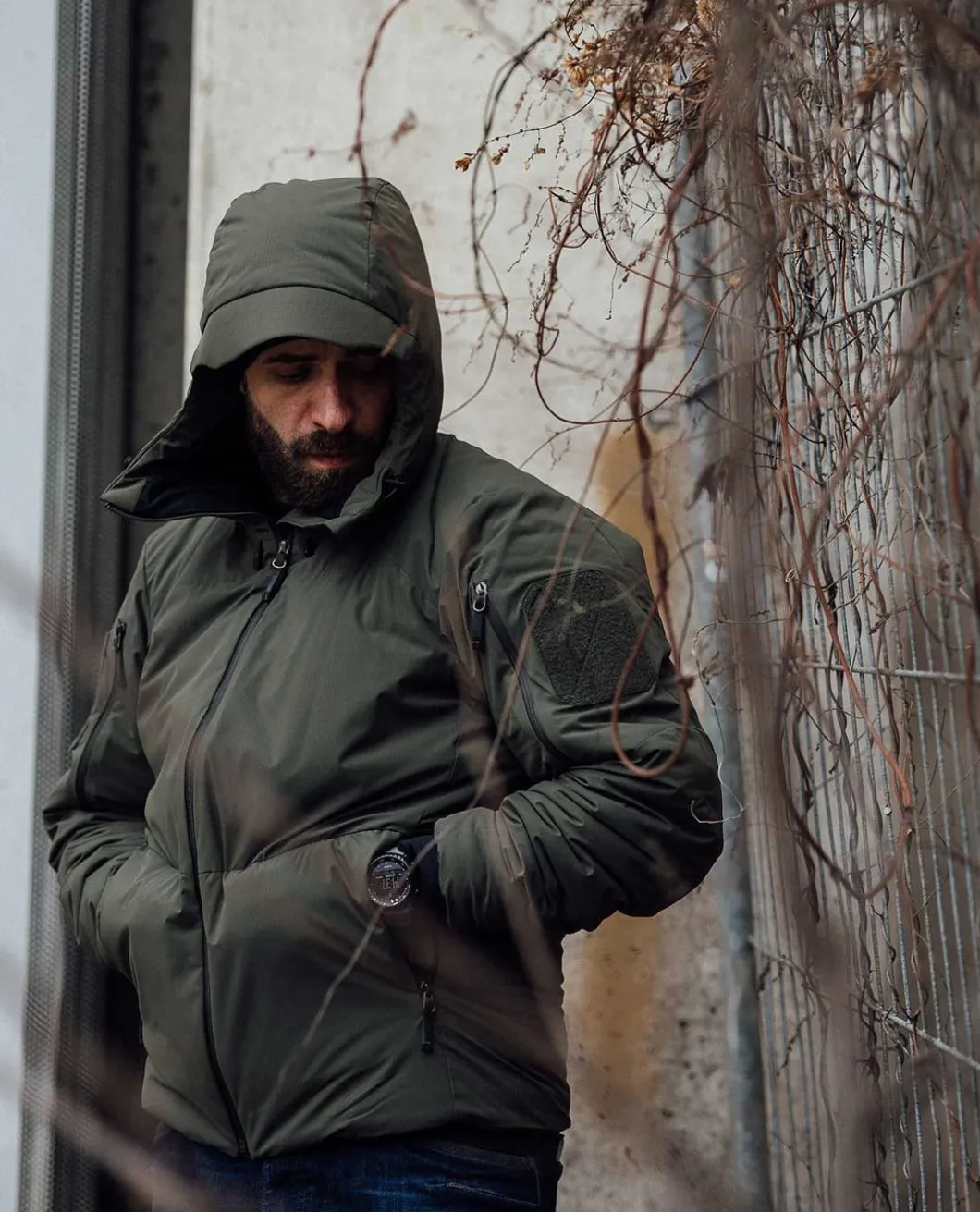 Heavy Insulation Hoody Olive Green