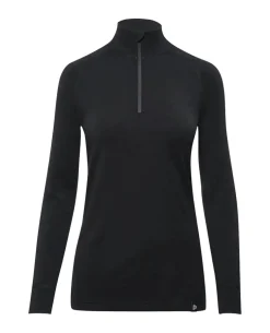 Merino ARCTIC Long Sleeve Shirt 1/2 Zip Women Black Schwarz