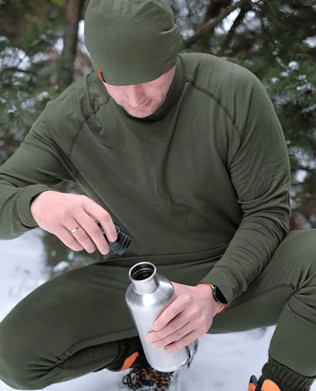 Merino ARCTIC Long Sleeve Shirt Men Forest Green Oliv