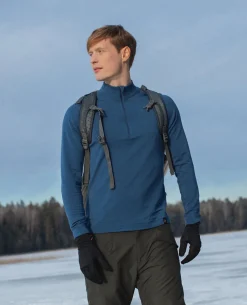 Merino ARCTIC Long Sleeve Shirt 1/2 Zip Men Black Schwarz