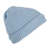 Merino Beanie Gerippt Eisblau