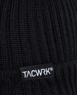 Merino Beanie Gerippt Schwarz