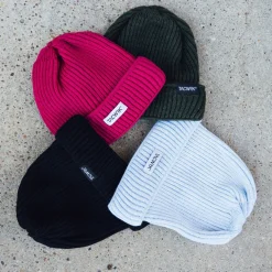 Merino Beanie Gerippt Schwarz