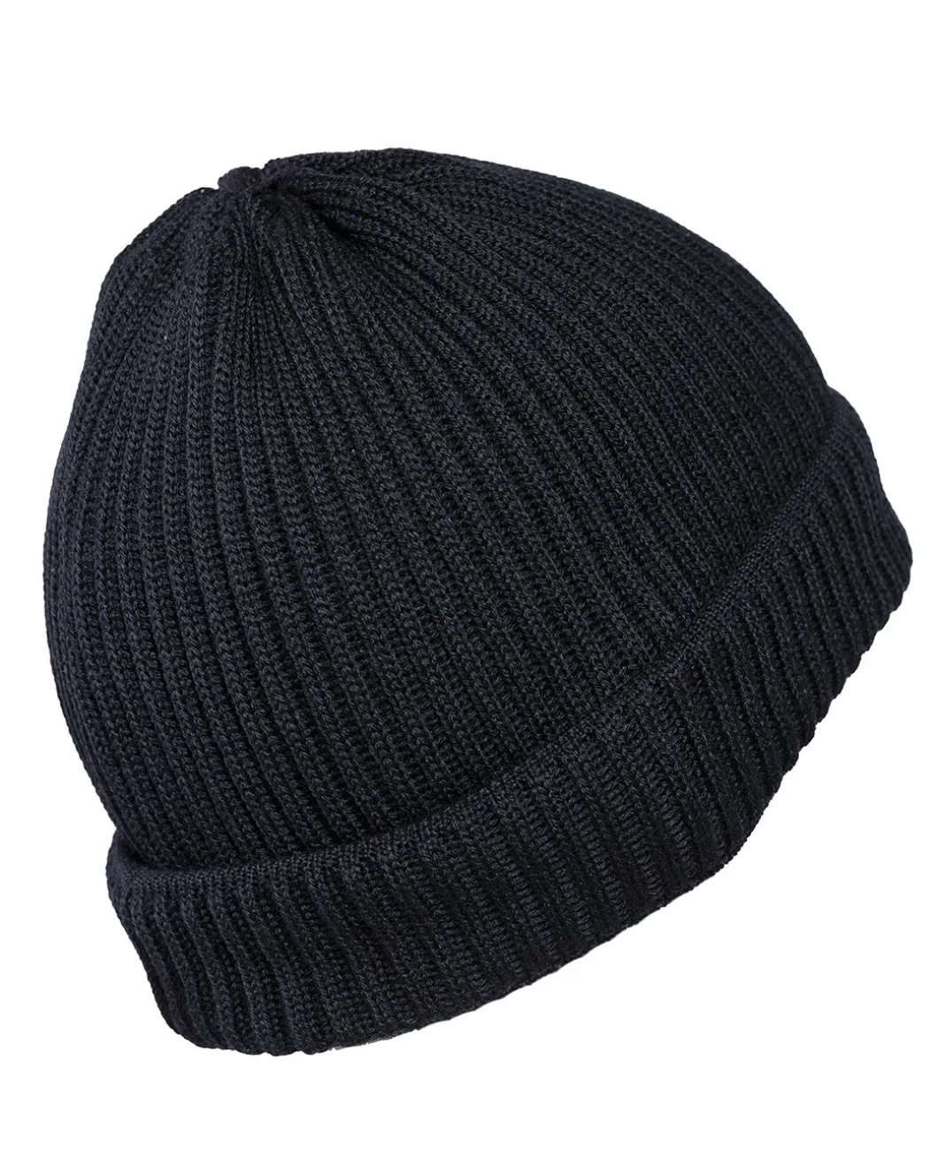Merino Beanie Gerippt Schwarz