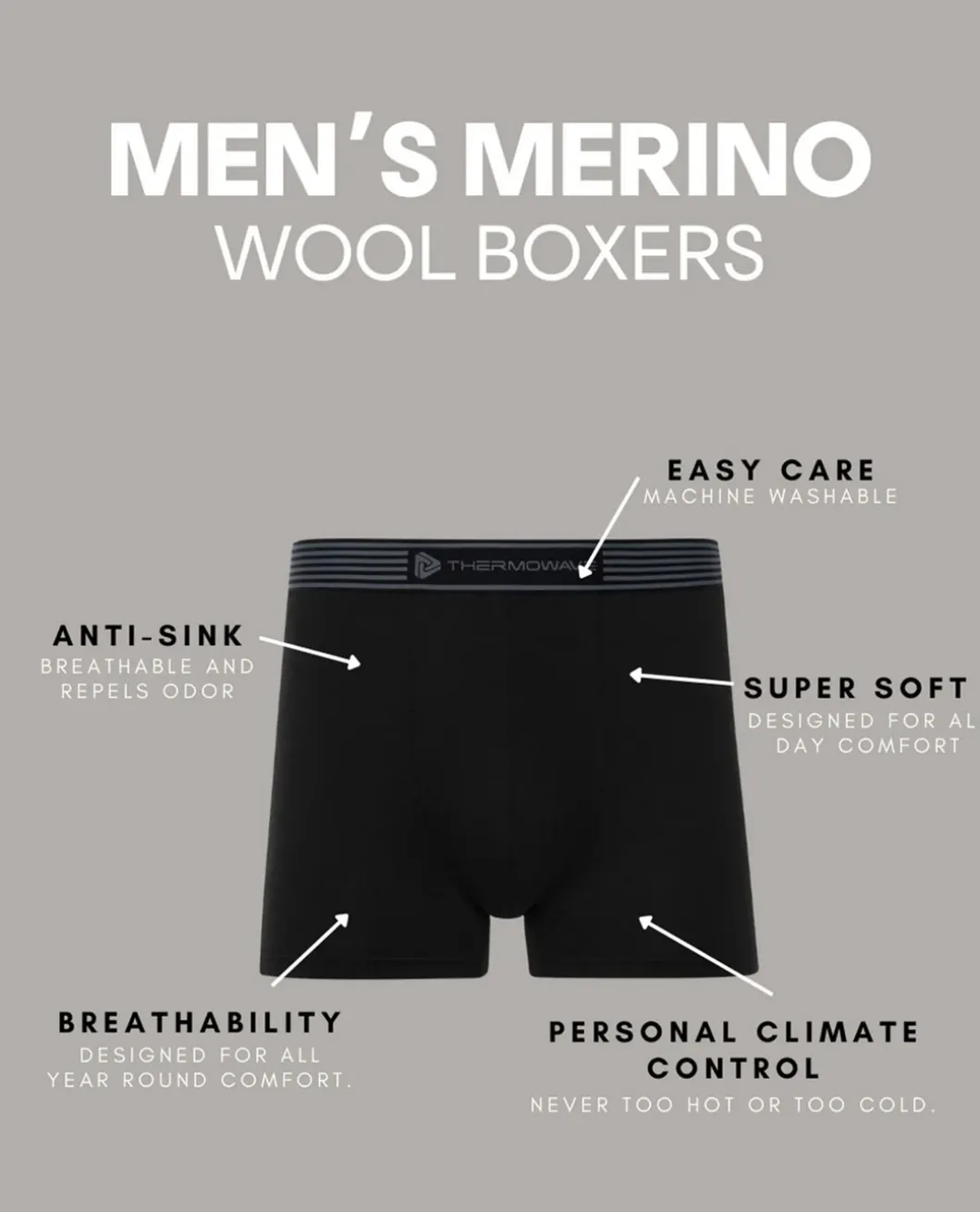 Merino Life Boxers Men Black Schwarz