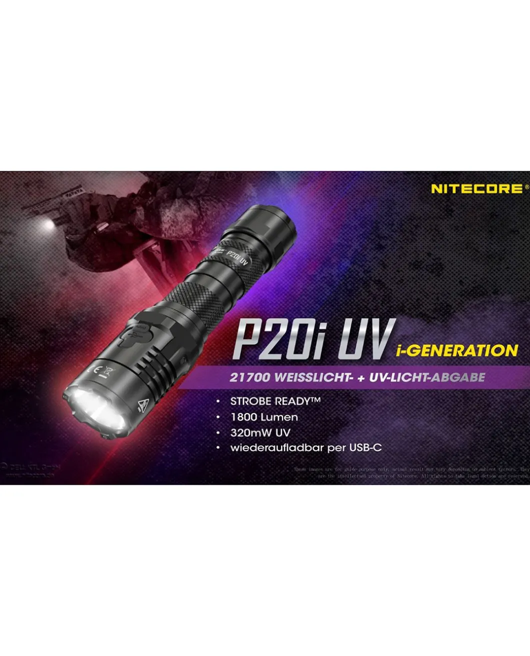 Nitecore P20i UV - 1800 Lumen + UV-Licht