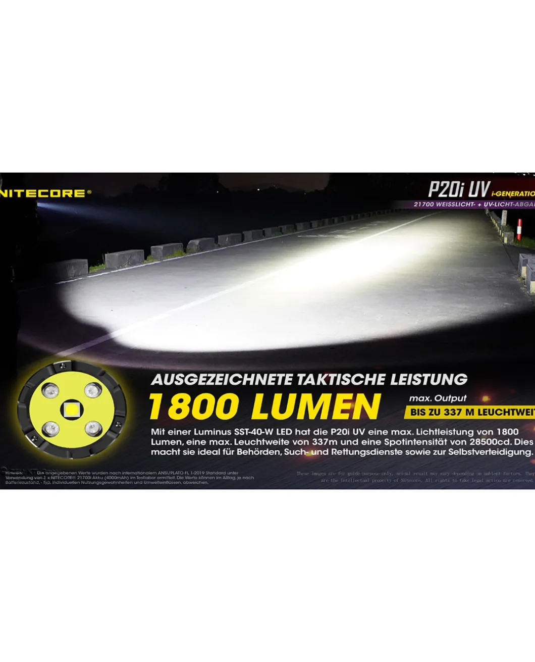 Nitecore P20i UV - 1800 Lumen + UV-Licht