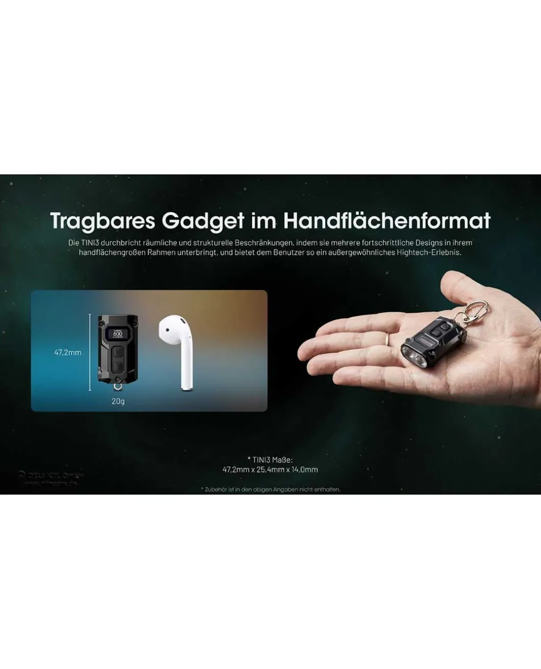 Nitecore TINI 3 - Schwarz, 600 Lumen