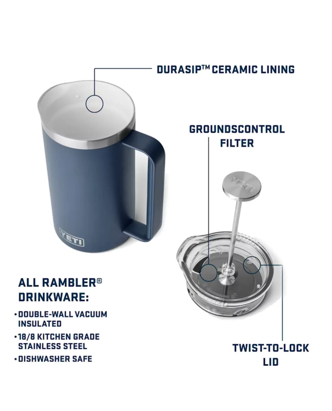 Rambler French Press White 34oz