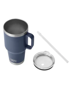 Rambler 35 Oz Straw Mug Navy Blau