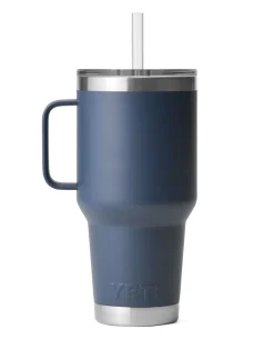 Rambler 35 Oz Straw Mug Navy Blau