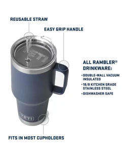 Rambler 35 Oz Straw Mug Navy Blau