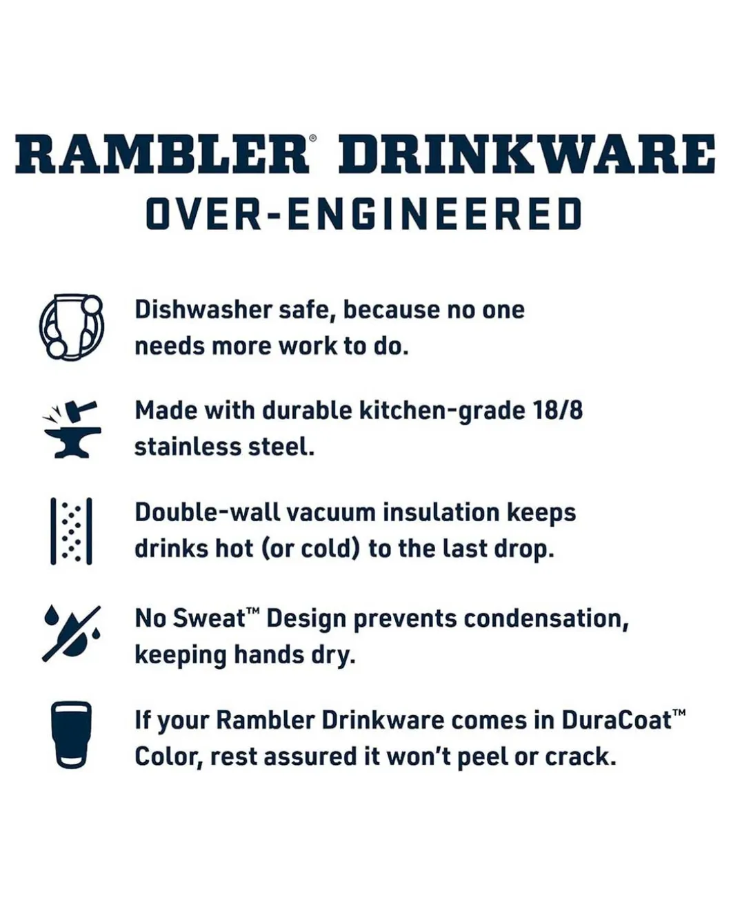 Rambler 25 Oz Straw Mug Navy Dunkelblau