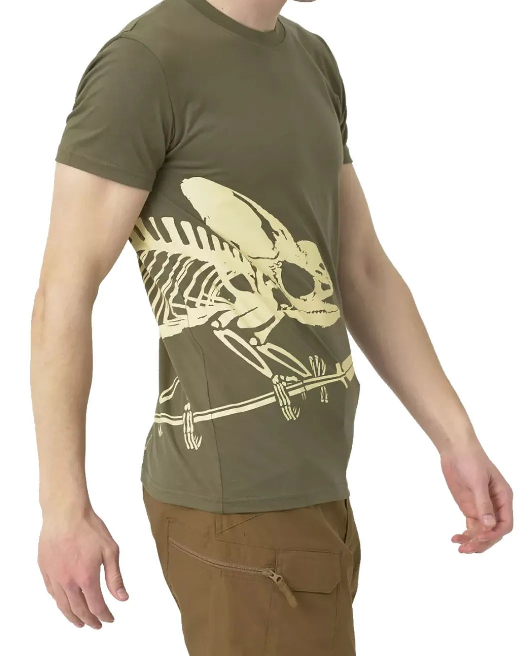 T-Shirt (Full Body Skeleton) Olive Green