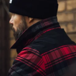 Winter Warden Shirt Slate Crimson Plaid