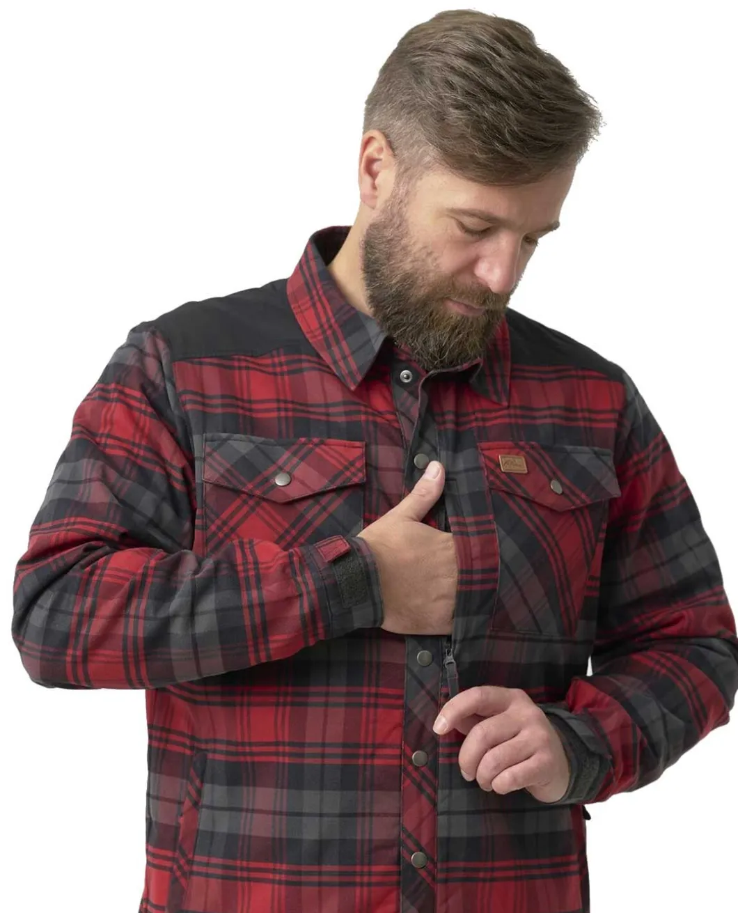 Winter Warden Shirt Slate Crimson Plaid