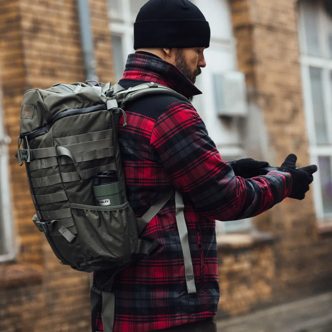 Winter Warden Shirt Slate Crimson Plaid
