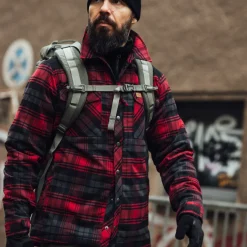 Winter Warden Shirt Slate Crimson Plaid