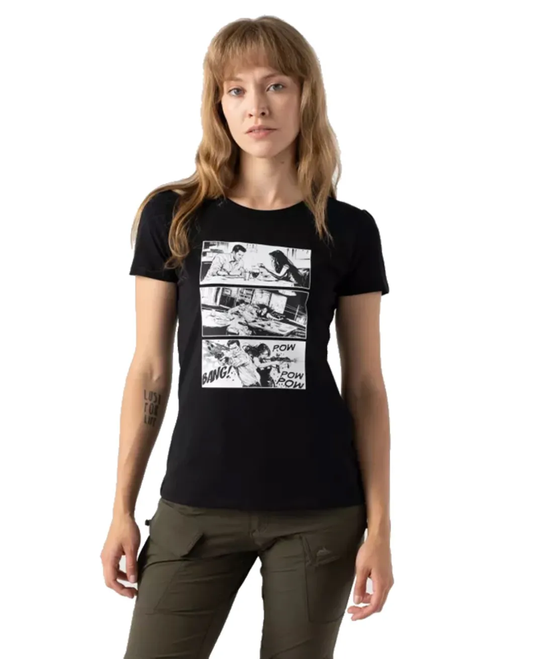 Women's T-Shirt Slim (Combat date) Black Schwarz
