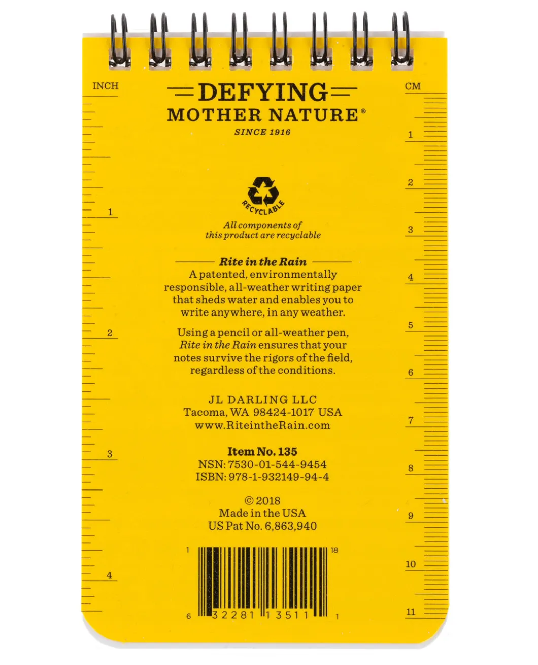 3 X 5 Notebook Yellow